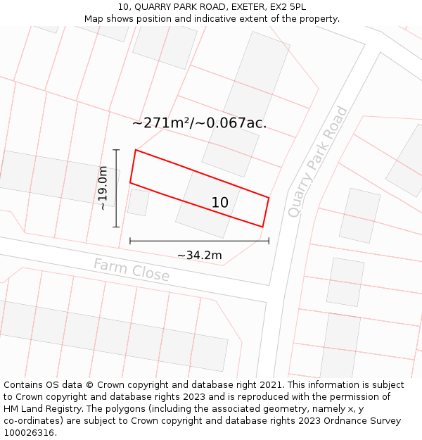 10, QUARRY PARK ROAD, EXETER, EX2 5PL: Plot and title map
