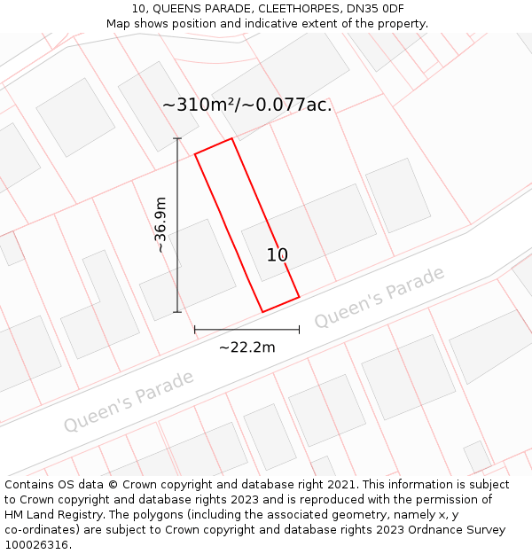 10, QUEENS PARADE, CLEETHORPES, DN35 0DF: Plot and title map