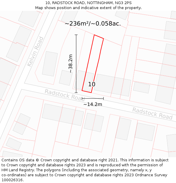 10, RADSTOCK ROAD, NOTTINGHAM, NG3 2PS: Plot and title map