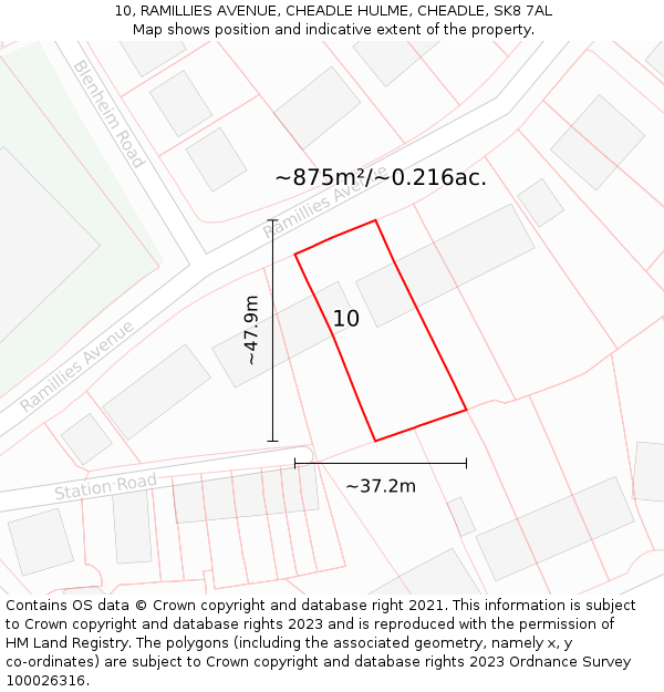 10, RAMILLIES AVENUE, CHEADLE HULME, CHEADLE, SK8 7AL: Plot and title map