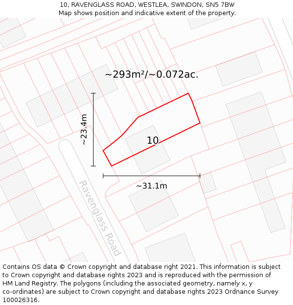 10, RAVENGLASS ROAD, WESTLEA, SWINDON, SN5 7BW: Plot and title map