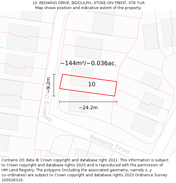 10, REDWING DRIVE, BIDDULPH, STOKE-ON-TRENT, ST8 7UA: Plot and title map
