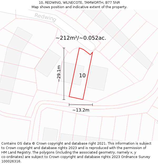 10, REDWING, WILNECOTE, TAMWORTH, B77 5NR: Plot and title map