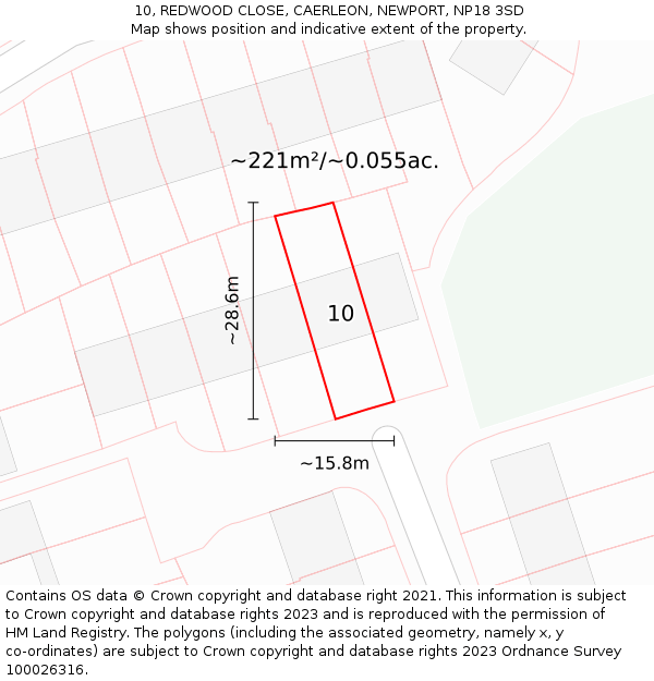 10, REDWOOD CLOSE, CAERLEON, NEWPORT, NP18 3SD: Plot and title map