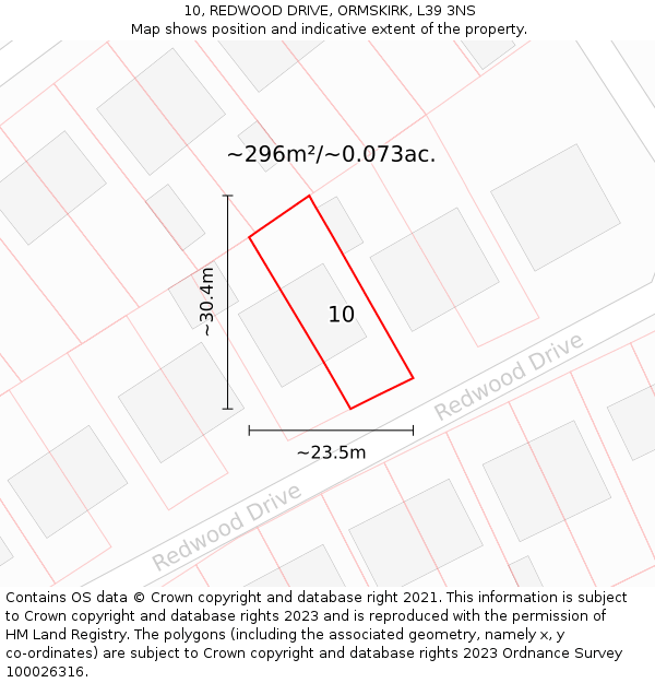 10, REDWOOD DRIVE, ORMSKIRK, L39 3NS: Plot and title map