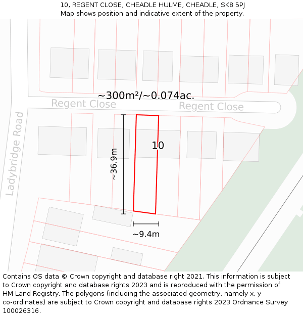 10, REGENT CLOSE, CHEADLE HULME, CHEADLE, SK8 5PJ: Plot and title map
