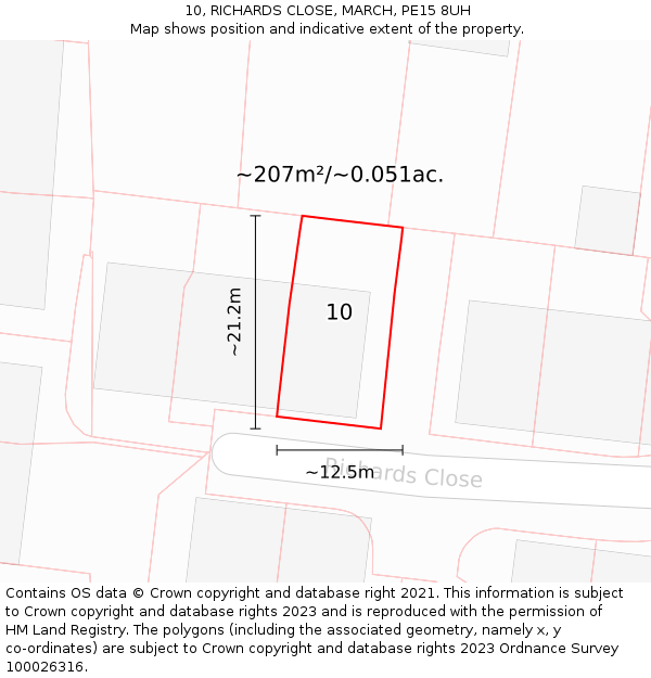 10, RICHARDS CLOSE, MARCH, PE15 8UH: Plot and title map