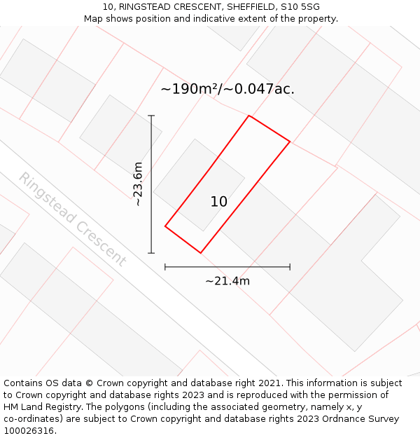 10, RINGSTEAD CRESCENT, SHEFFIELD, S10 5SG: Plot and title map