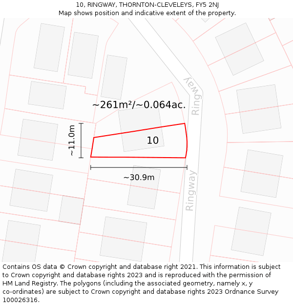 10, RINGWAY, THORNTON-CLEVELEYS, FY5 2NJ: Plot and title map