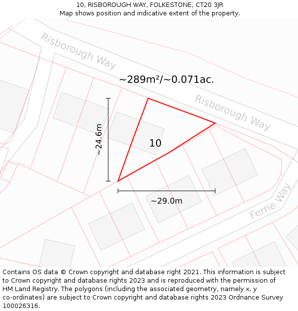 10, RISBOROUGH WAY, FOLKESTONE, CT20 3JR: Plot and title map