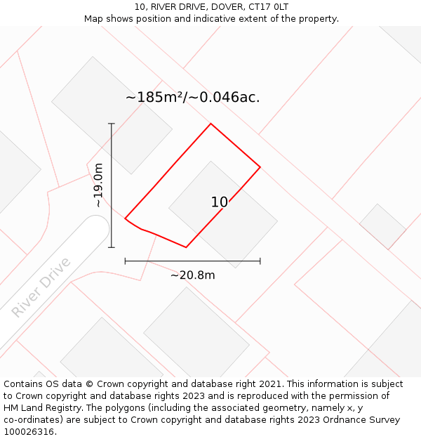 10, RIVER DRIVE, DOVER, CT17 0LT: Plot and title map