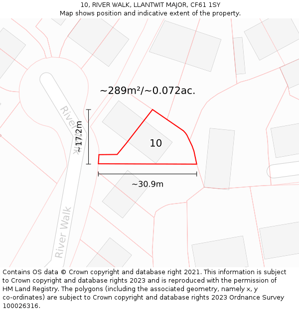 10, RIVER WALK, LLANTWIT MAJOR, CF61 1SY: Plot and title map