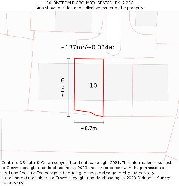 10, RIVERDALE ORCHARD, SEATON, EX12 2RG: Plot and title map