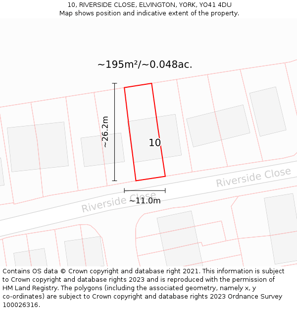 10, RIVERSIDE CLOSE, ELVINGTON, YORK, YO41 4DU: Plot and title map