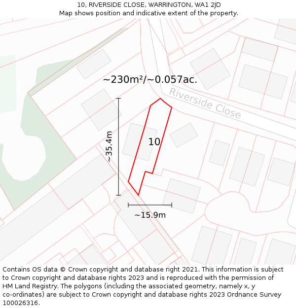 10, RIVERSIDE CLOSE, WARRINGTON, WA1 2JD: Plot and title map