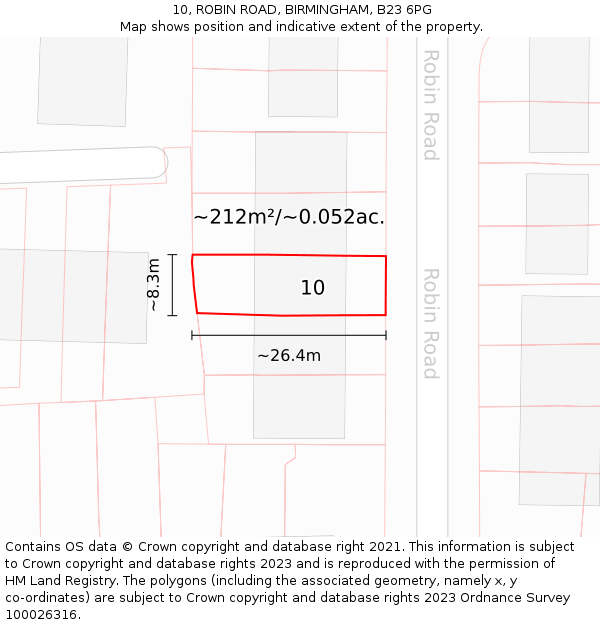 10, ROBIN ROAD, BIRMINGHAM, B23 6PG: Plot and title map