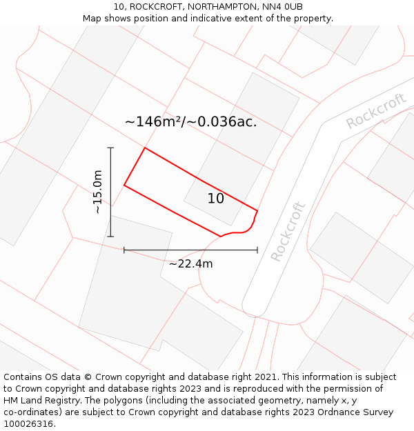 10, ROCKCROFT, NORTHAMPTON, NN4 0UB: Plot and title map