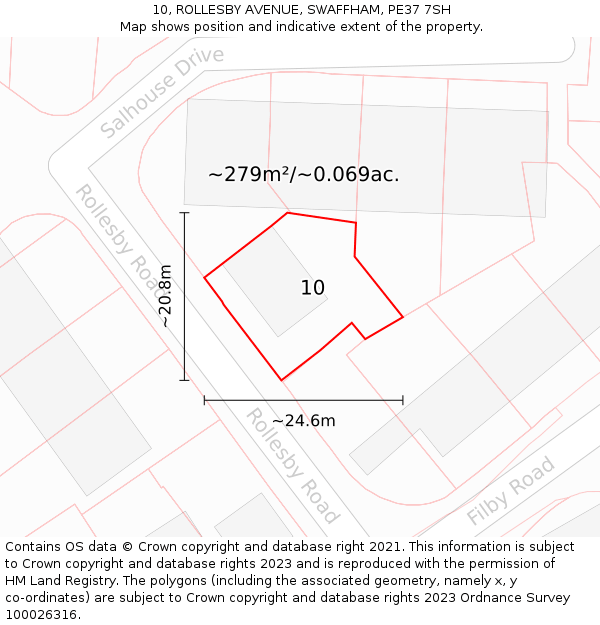 10, ROLLESBY AVENUE, SWAFFHAM, PE37 7SH: Plot and title map