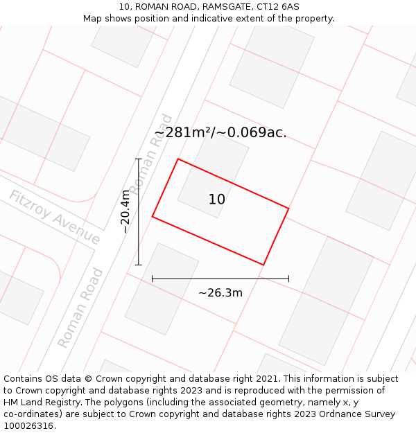 10, ROMAN ROAD, RAMSGATE, CT12 6AS: Plot and title map
