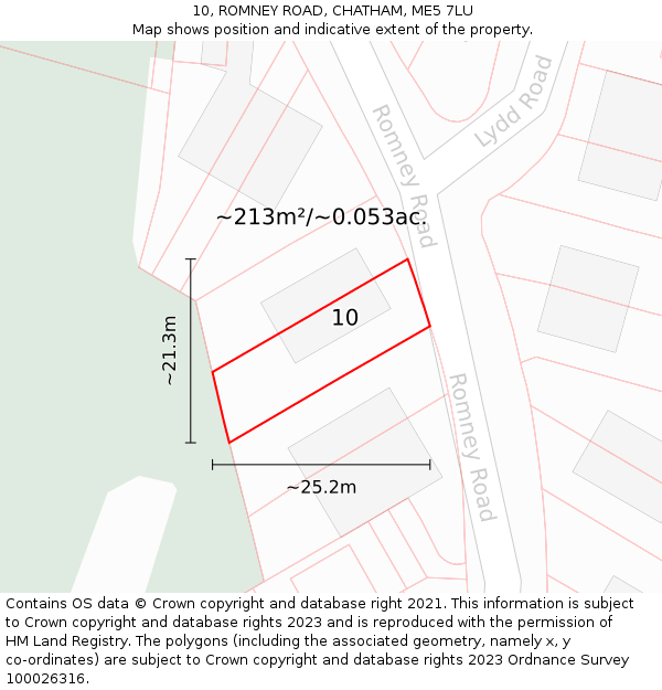 10, ROMNEY ROAD, CHATHAM, ME5 7LU: Plot and title map