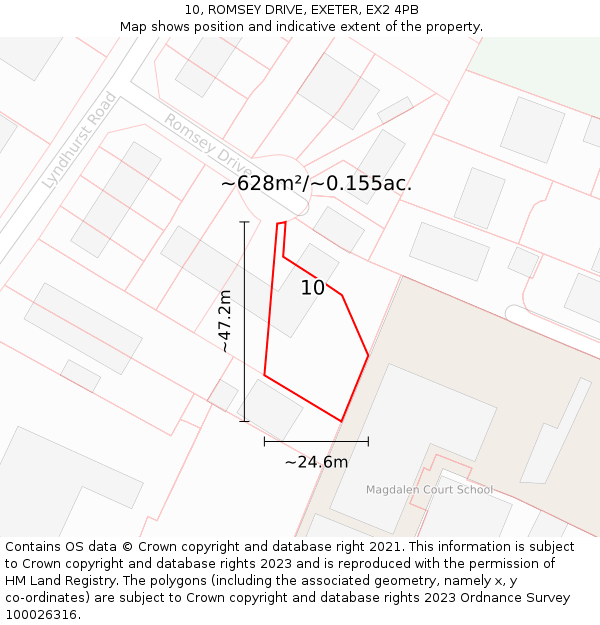 10, ROMSEY DRIVE, EXETER, EX2 4PB: Plot and title map