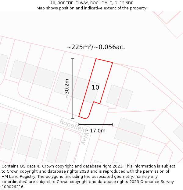 10, ROPEFIELD WAY, ROCHDALE, OL12 6DP: Plot and title map