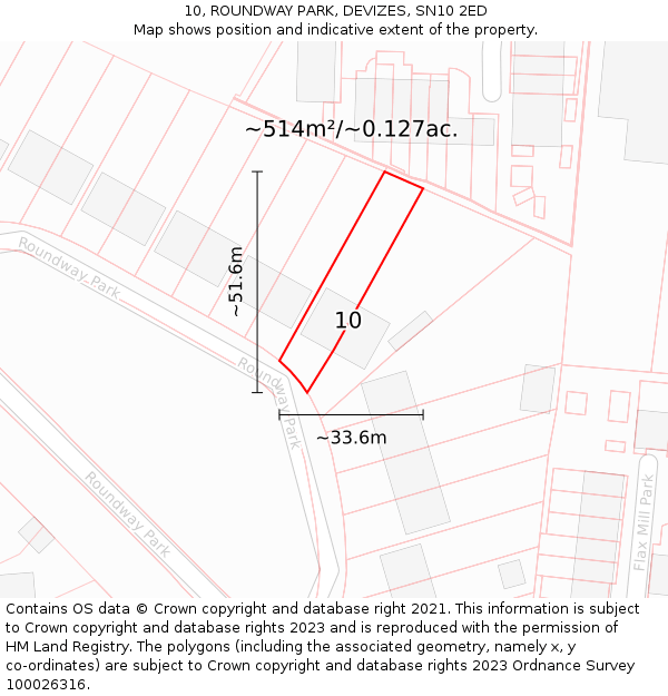 10, ROUNDWAY PARK, DEVIZES, SN10 2ED: Plot and title map