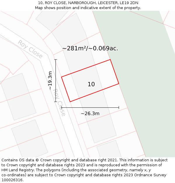 10, ROY CLOSE, NARBOROUGH, LEICESTER, LE19 2DN: Plot and title map
