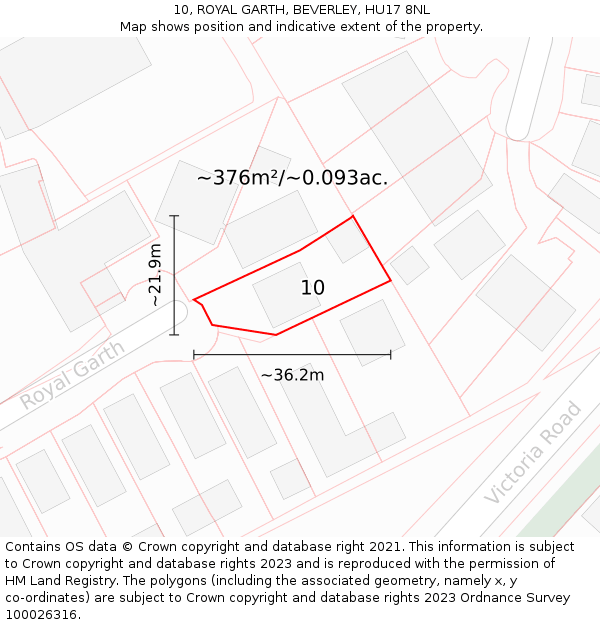 10, ROYAL GARTH, BEVERLEY, HU17 8NL: Plot and title map