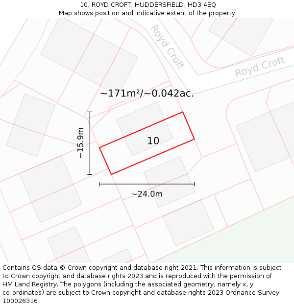 10, ROYD CROFT, HUDDERSFIELD, HD3 4EQ: Plot and title map