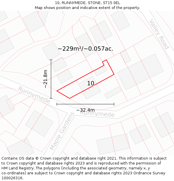 10, RUNNYMEDE, STONE, ST15 0EL: Plot and title map