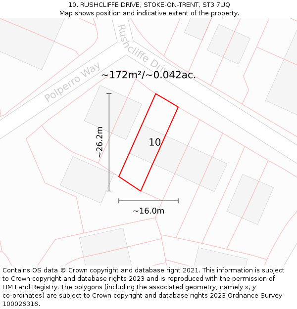 10, RUSHCLIFFE DRIVE, STOKE-ON-TRENT, ST3 7UQ: Plot and title map