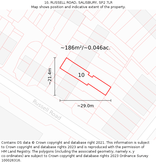 10, RUSSELL ROAD, SALISBURY, SP2 7LR: Plot and title map