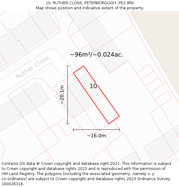 10, RUTHER CLOSE, PETERBOROUGH, PE2 9RX: Plot and title map