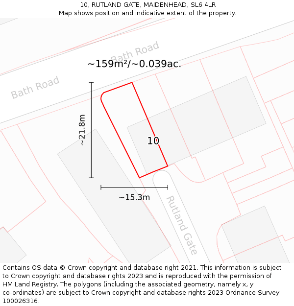10, RUTLAND GATE, MAIDENHEAD, SL6 4LR: Plot and title map