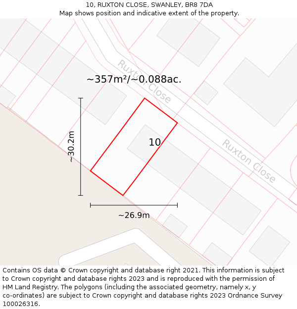 10, RUXTON CLOSE, SWANLEY, BR8 7DA: Plot and title map