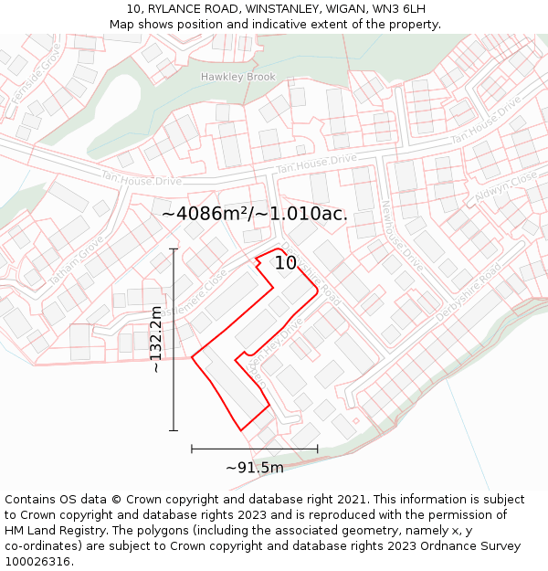 10, RYLANCE ROAD, WINSTANLEY, WIGAN, WN3 6LH: Plot and title map