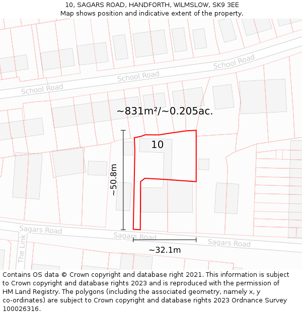 10, SAGARS ROAD, HANDFORTH, WILMSLOW, SK9 3EE: Plot and title map