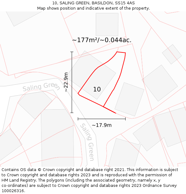 10, SALING GREEN, BASILDON, SS15 4AS: Plot and title map