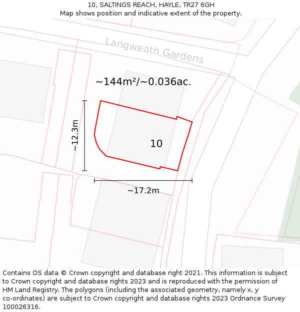 10, SALTINGS REACH, HAYLE, TR27 6GH: Plot and title map