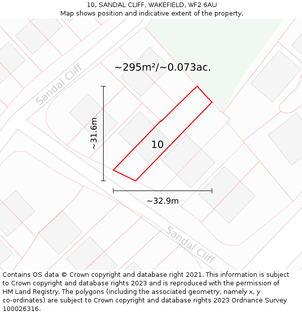 10, SANDAL CLIFF, WAKEFIELD, WF2 6AU: Plot and title map