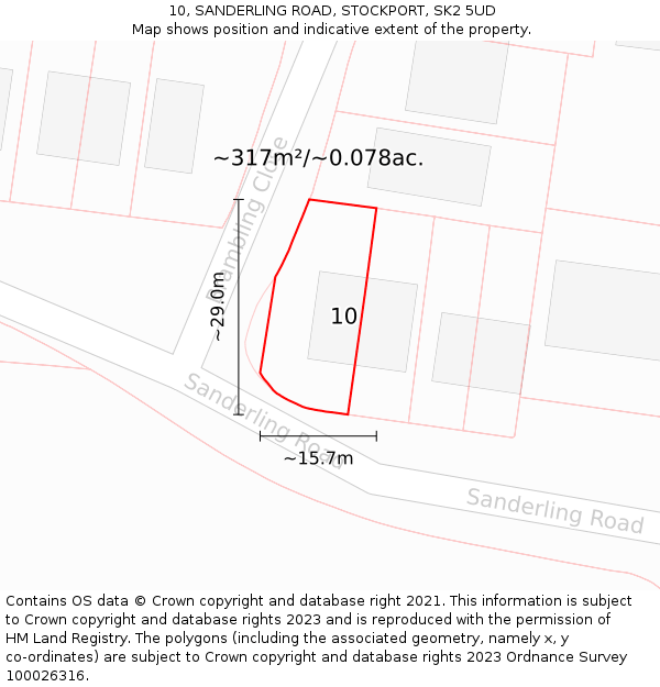 10, SANDERLING ROAD, STOCKPORT, SK2 5UD: Plot and title map
