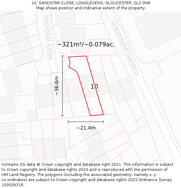 10, SANDSTAR CLOSE, LONGLEVENS, GLOUCESTER, GL2 0NR: Plot and title map