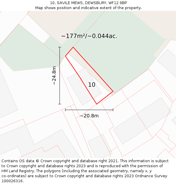 10, SAVILE MEWS, DEWSBURY, WF12 9BP: Plot and title map