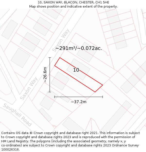 10, SAXON WAY, BLACON, CHESTER, CH1 5HE: Plot and title map