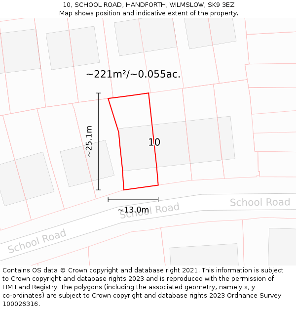 10, SCHOOL ROAD, HANDFORTH, WILMSLOW, SK9 3EZ: Plot and title map