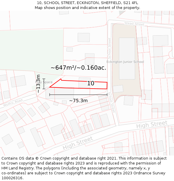 10, SCHOOL STREET, ECKINGTON, SHEFFIELD, S21 4FL: Plot and title map