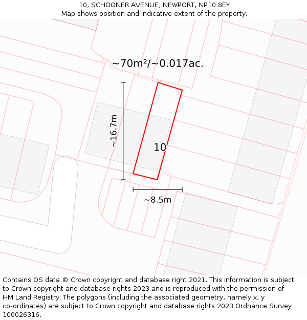 10, SCHOONER AVENUE, NEWPORT, NP10 8EY: Plot and title map