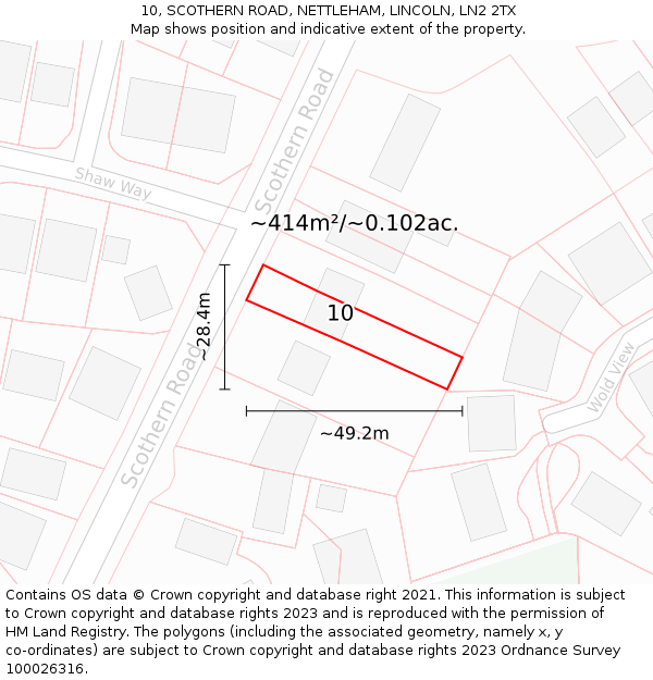 10, SCOTHERN ROAD, NETTLEHAM, LINCOLN, LN2 2TX: Plot and title map