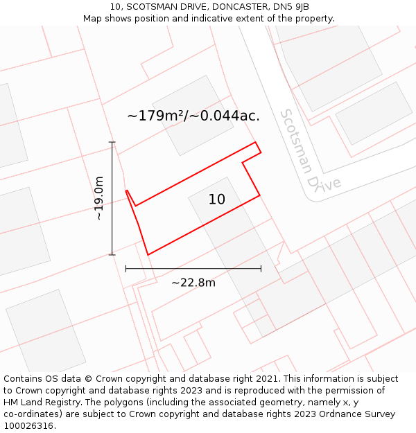 10, SCOTSMAN DRIVE, DONCASTER, DN5 9JB: Plot and title map